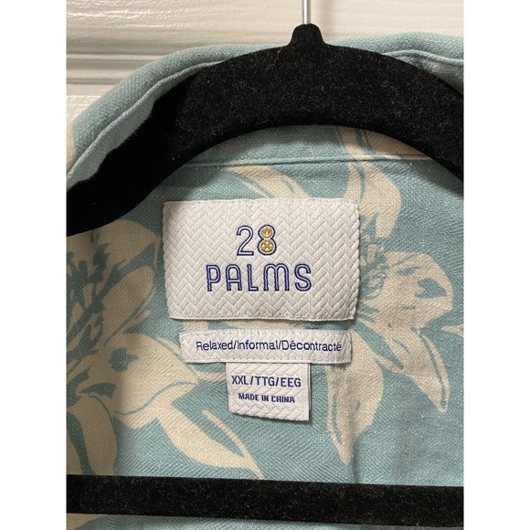 28 Palms Mens Size XXL Linen Silk Floral Hawaiian Button Down Relaxed Fit Shirt - Picture 5 of 7